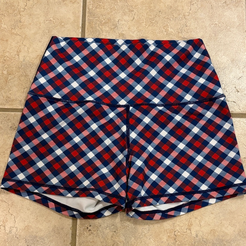 Born Primitive High Waist Checkered Shorts - Red, Blue, White